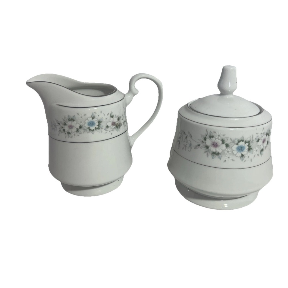 Vintage‎ Sugar/Creamer Set Sango Garden Flower China Set 8112 White & Flowers